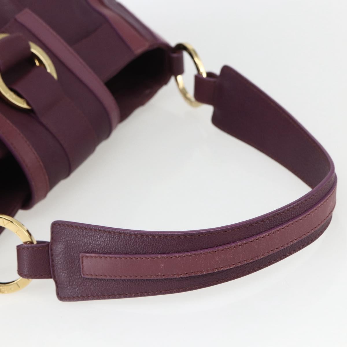 BVLGARI Chandra Shoulder Bag Leather Purple Gold Auth 170606A