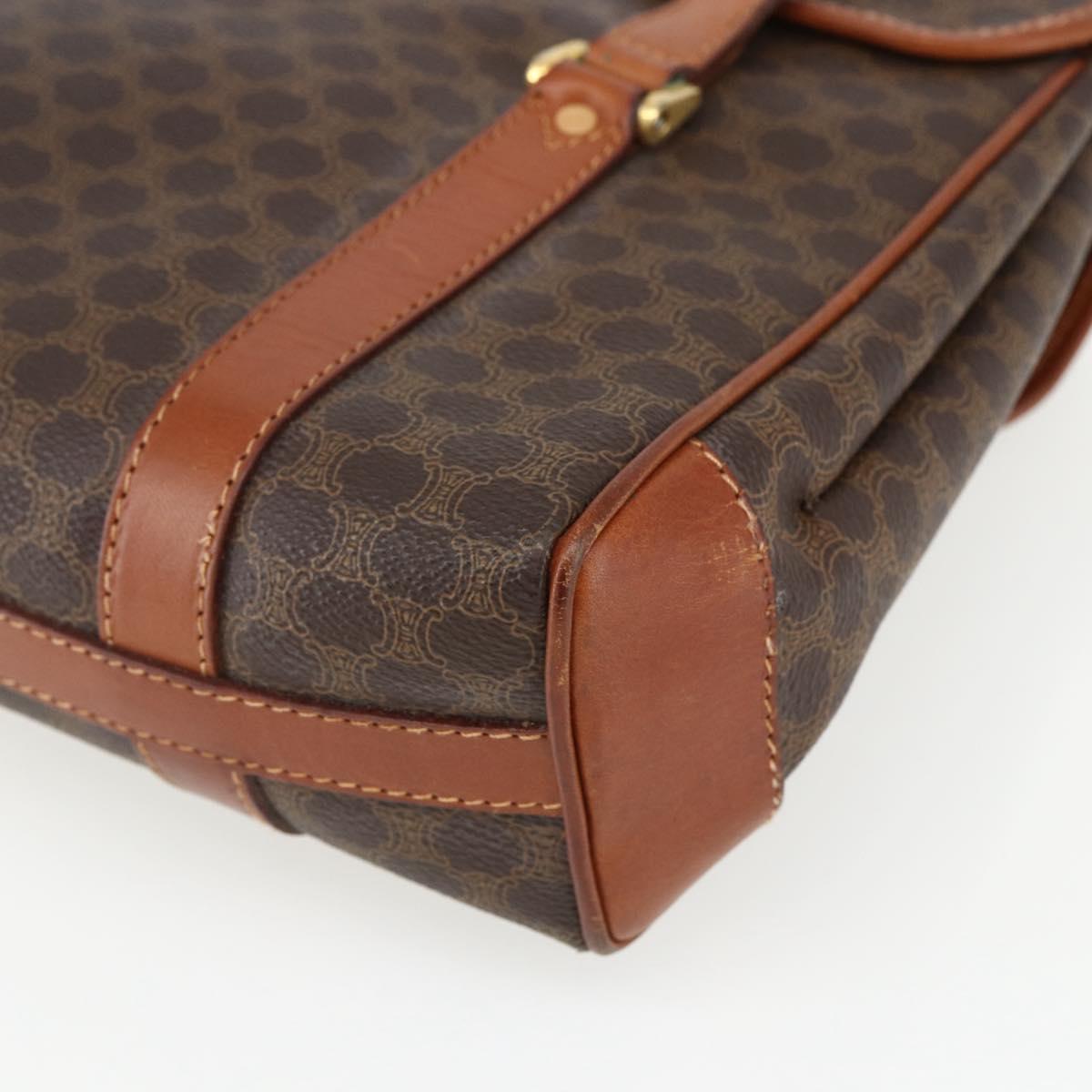 CELINE Macadam Canvas Hand Bag PVC Leather Brown Gold Auth 170627