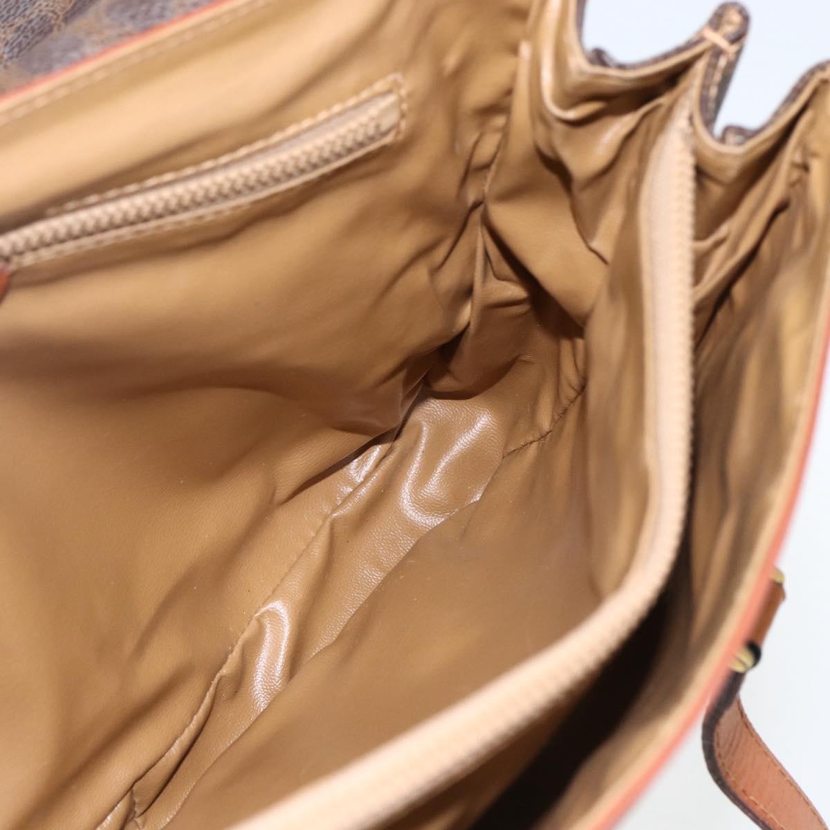 CELINE Macadam Canvas Hand Bag PVC Leather Brown Gold Auth 170627