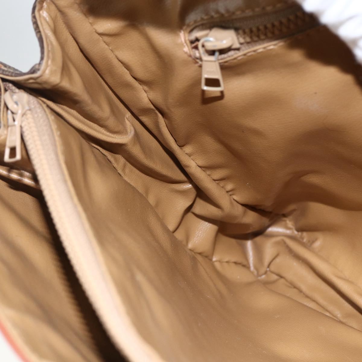 CELINE Macadam Canvas Hand Bag PVC Leather Brown Gold Auth 170627