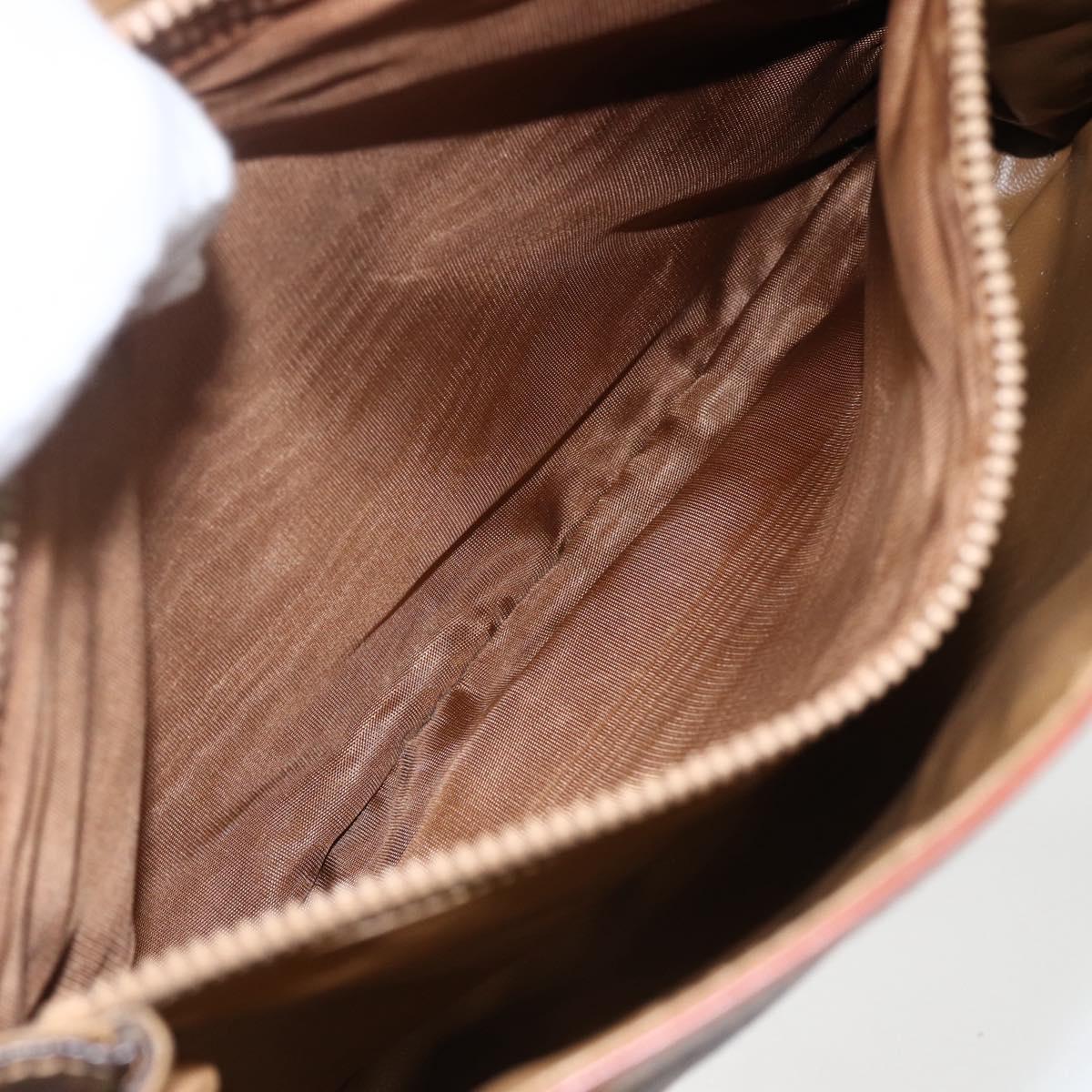 CELINE Macadam Canvas Hand Bag PVC Leather Brown Gold Auth 170627