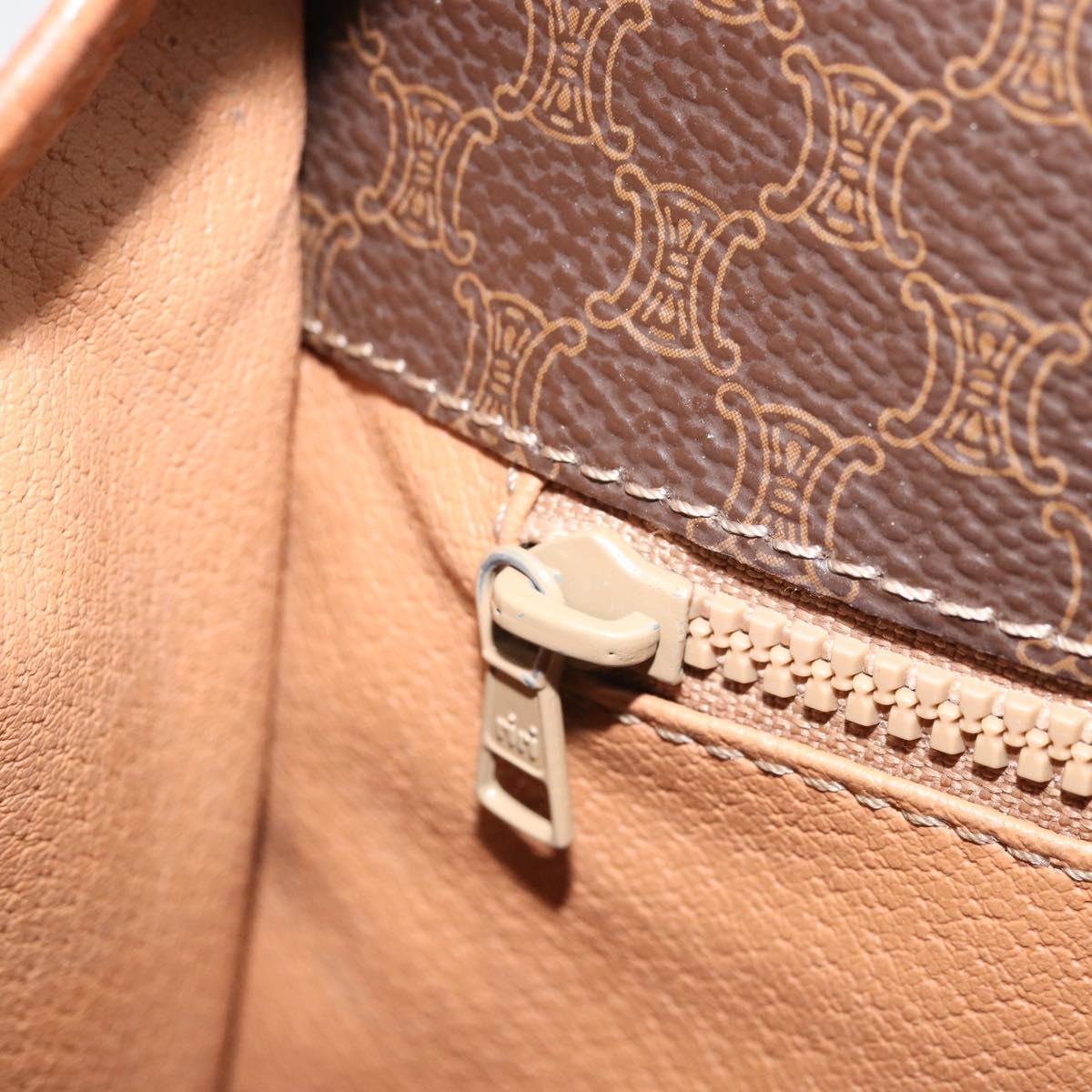 CELINE Macadam Canvas Shoulder Bag PVC Leather Brown Gold Auth 170628