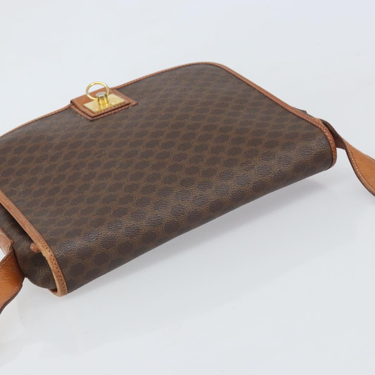 CELINE Macadam Canvas Shoulder Bag PVC Leather Brown Gold Auth 170628