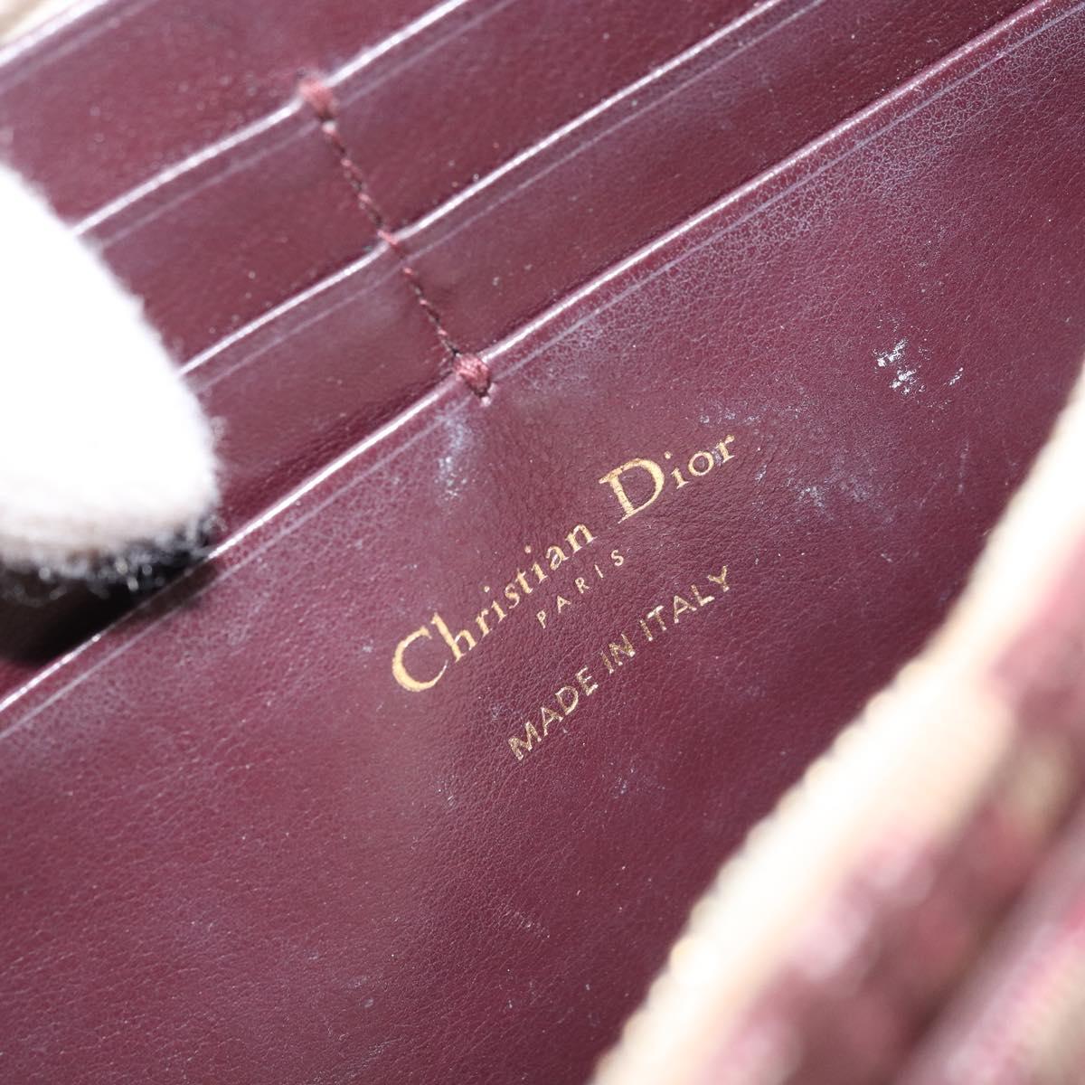 Christian Dior Trotter Canvas Saddle Chain Shoulder Bag Red Gold Auth 170648