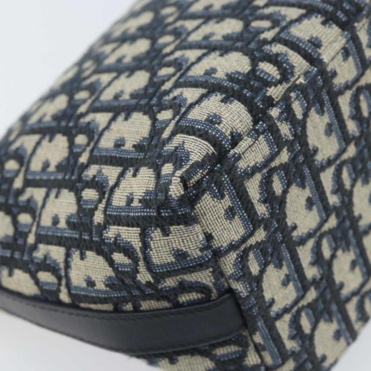 Christian Dior Trotter Canvas Chain Hobo Shoulder Bag Navy Gold Auth 170651SM
