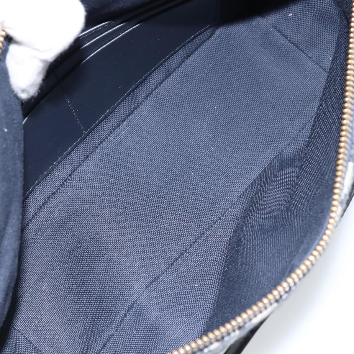 Christian Dior Trotter Canvas Chain Hobo Shoulder Bag Navy Gold Auth 170651SM