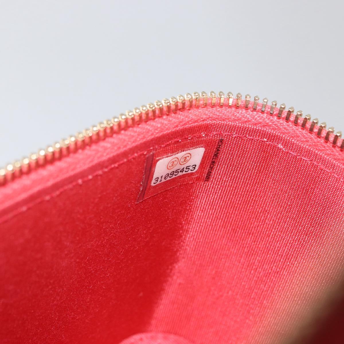 CHANEL COCO Mark Mini Vanity Chain Shoulder Bag Straw Beige Red CC Auth 170654SM