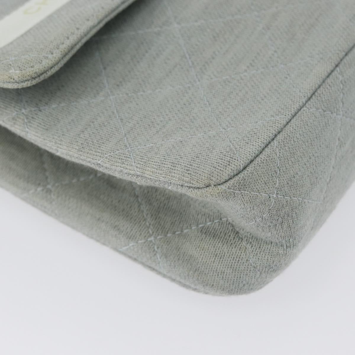 CHANEL Matelasse 26 Chain Shoulder Bag Jersey Gray Silver CC Auth 170659A