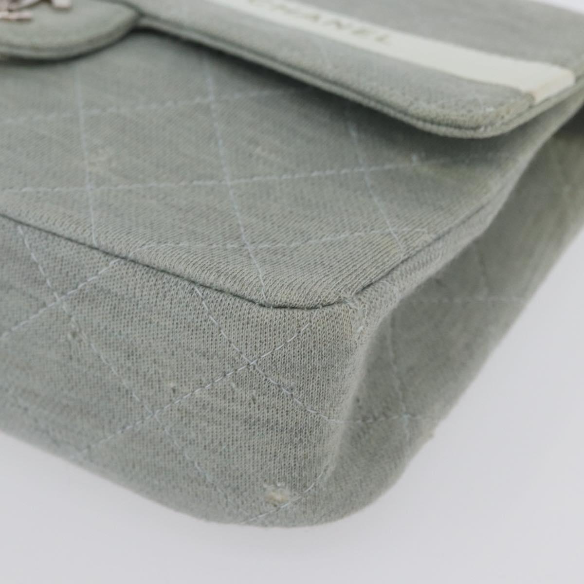 CHANEL Matelasse 26 Chain Shoulder Bag Jersey Gray Silver CC Auth 170659A