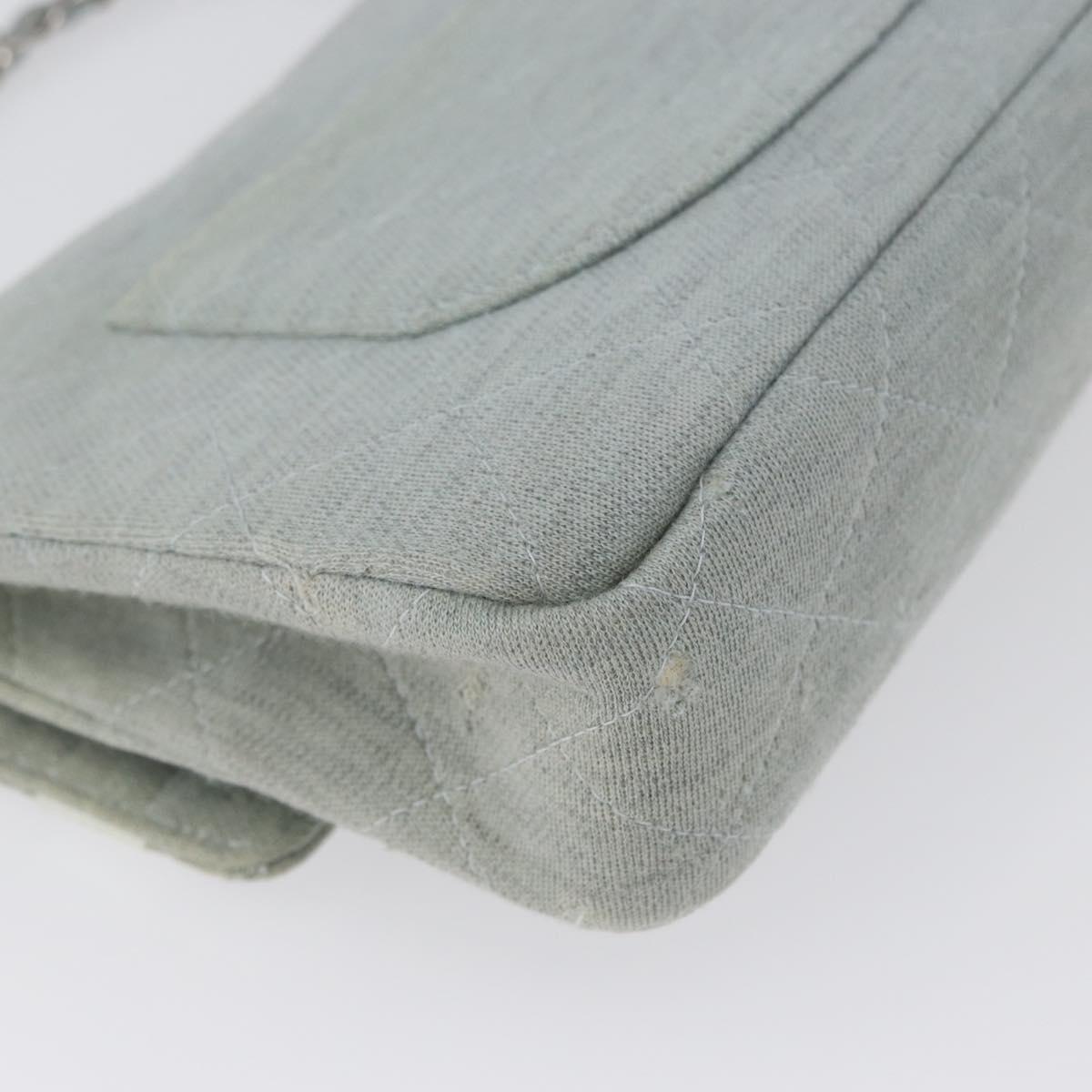 CHANEL Matelasse 26 Chain Shoulder Bag Jersey Gray Silver CC Auth 170659A