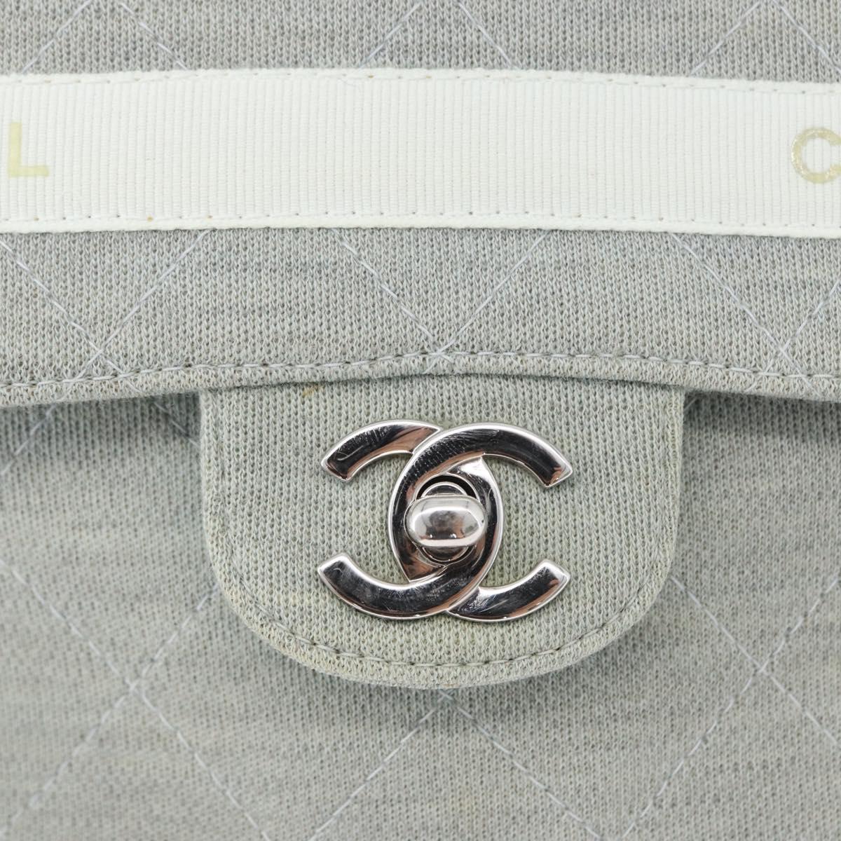 CHANEL Matelasse 26 Chain Shoulder Bag Jersey Gray Silver CC Auth 170659A