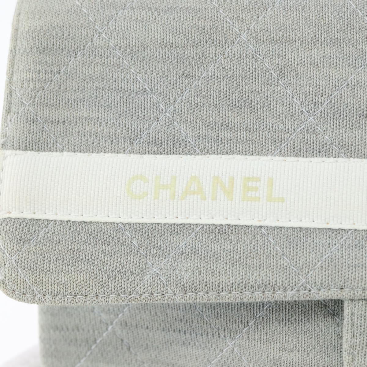 CHANEL Matelasse 26 Chain Shoulder Bag Jersey Gray Silver CC Auth 170659A