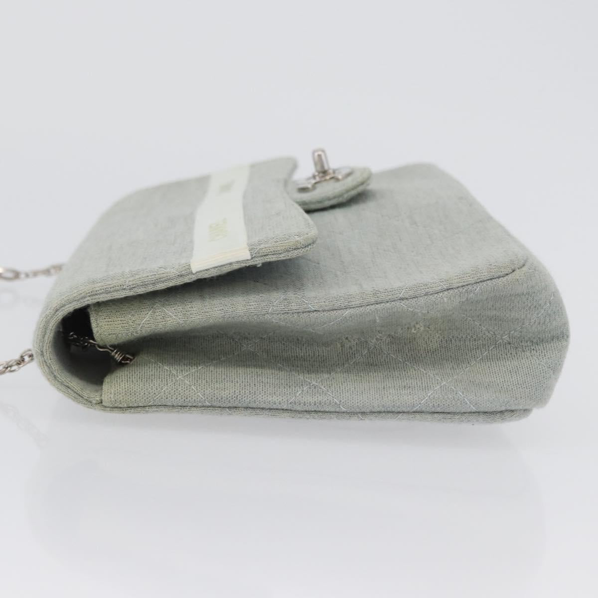 CHANEL Matelasse 26 Chain Shoulder Bag Jersey Gray Silver CC Auth 170659A