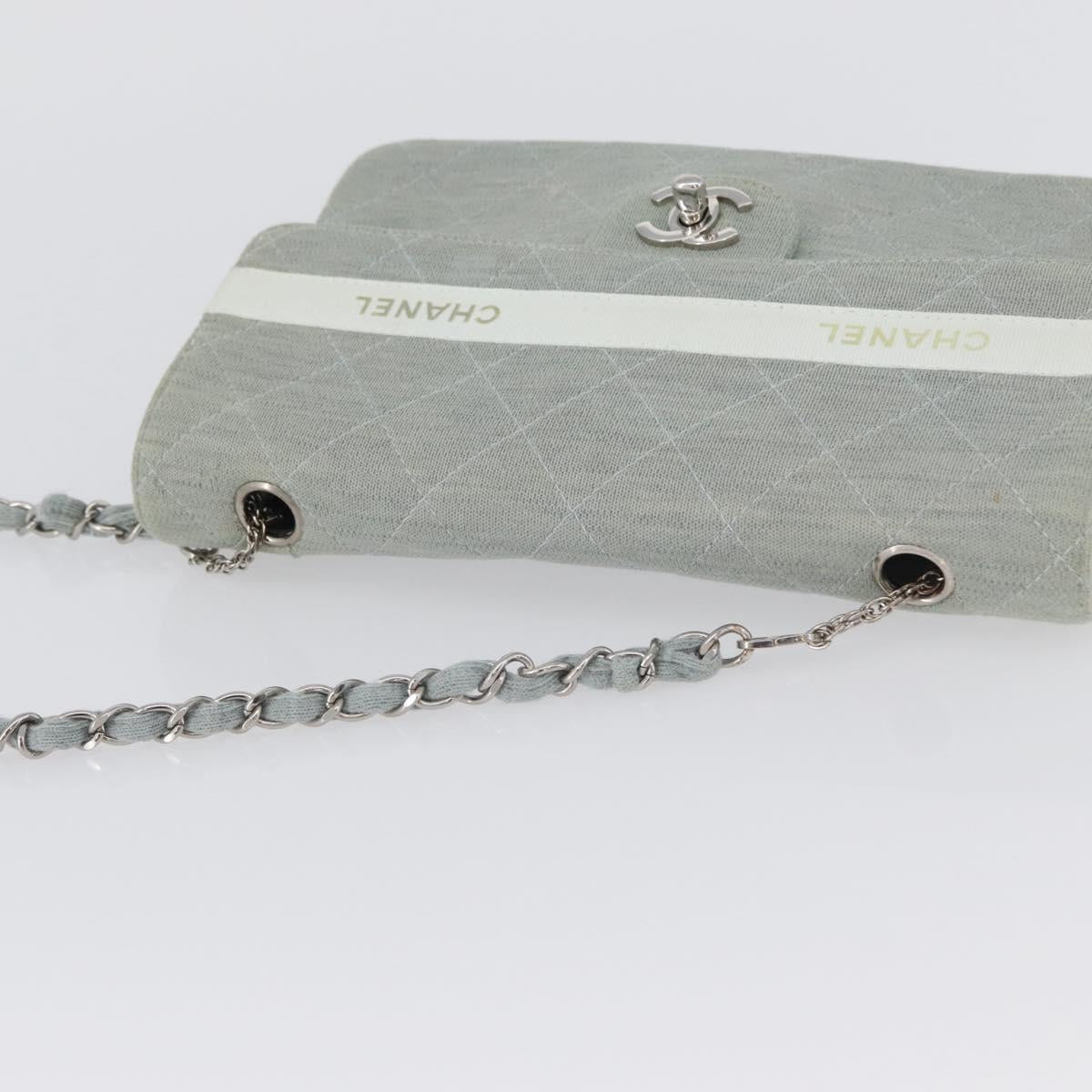 CHANEL Matelasse 26 Chain Shoulder Bag Jersey Gray Silver CC Auth 170659A