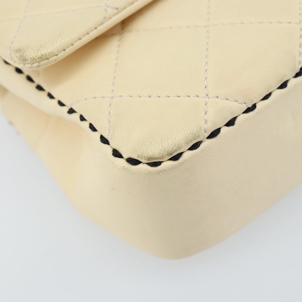 CHANEL Matelasse 22 Chain Shoulder Bag Lamb Skin Ivory Gold CC Auth 170660SAV