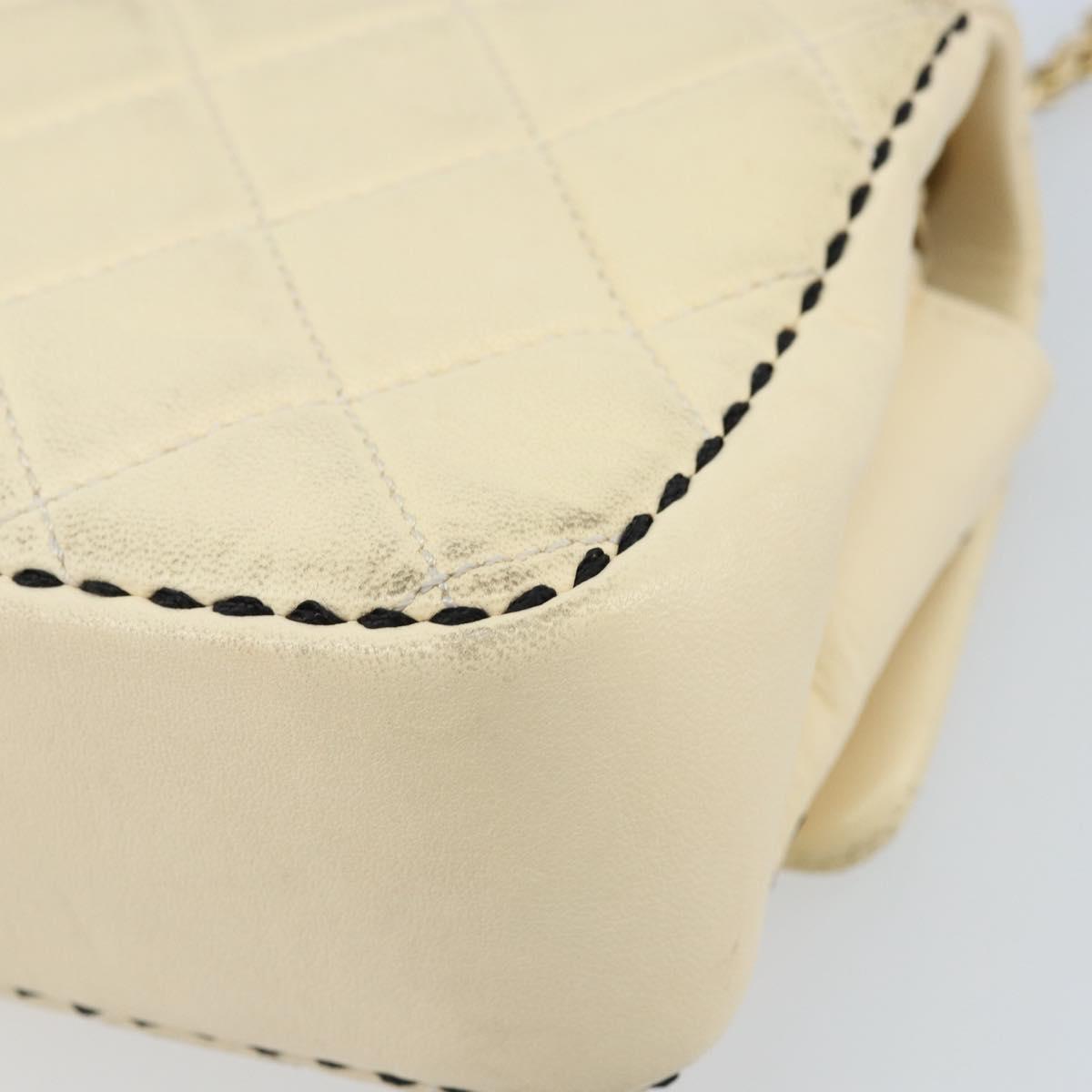 CHANEL Matelasse 22 Chain Shoulder Bag Lamb Skin Ivory Gold CC Auth 170660SAV