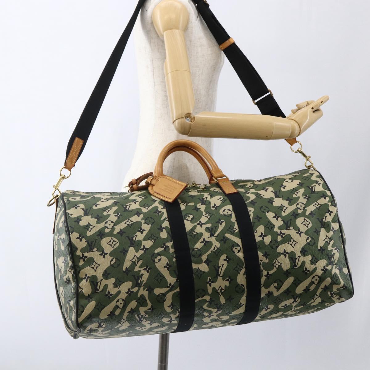LOUIS VUITTON Camouflage Keepall Bandouliere 55 Bag M95774 LV Auth 170663SM
