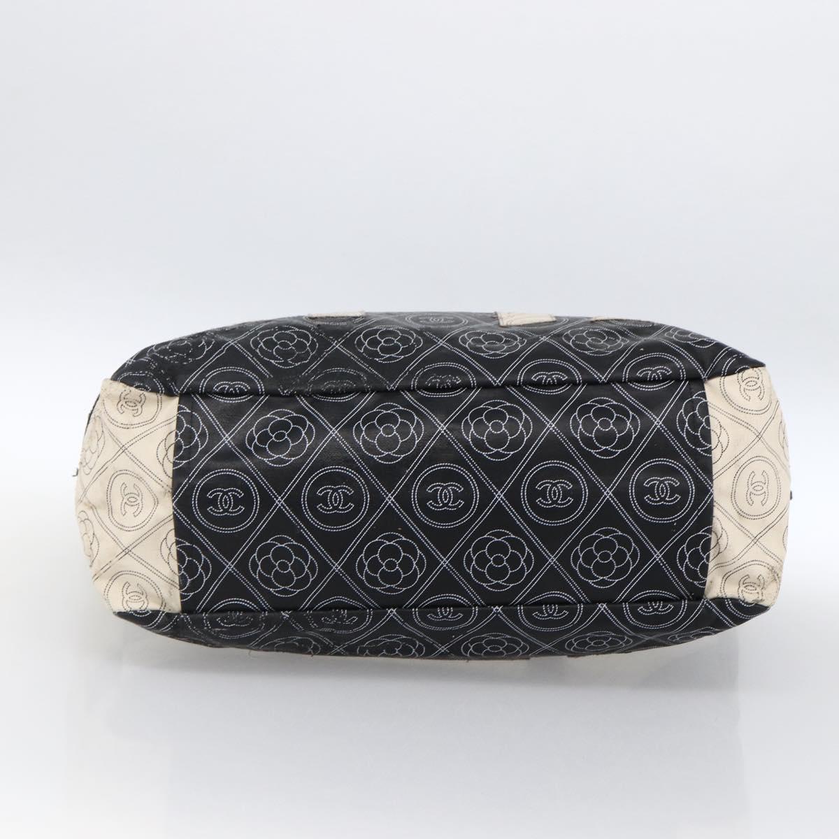CHANEL Chain Matelasse Shoulder Bag Coated Canvas Black Silver CC Auth 170665A