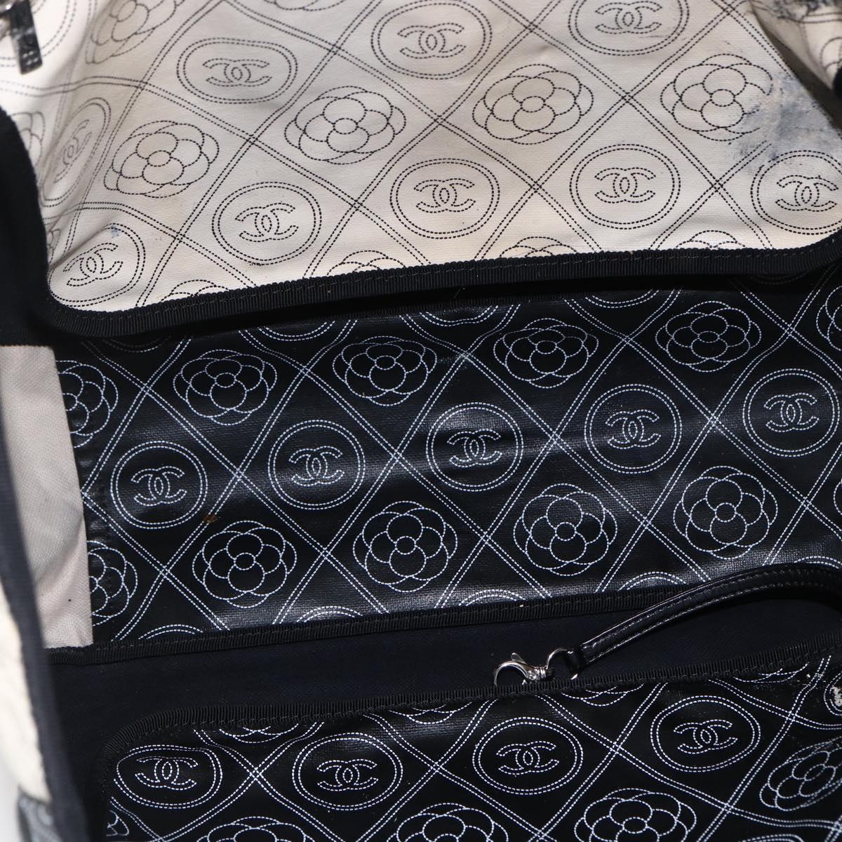 CHANEL Chain Matelasse Shoulder Bag Coated Canvas Black Silver CC Auth 170665A