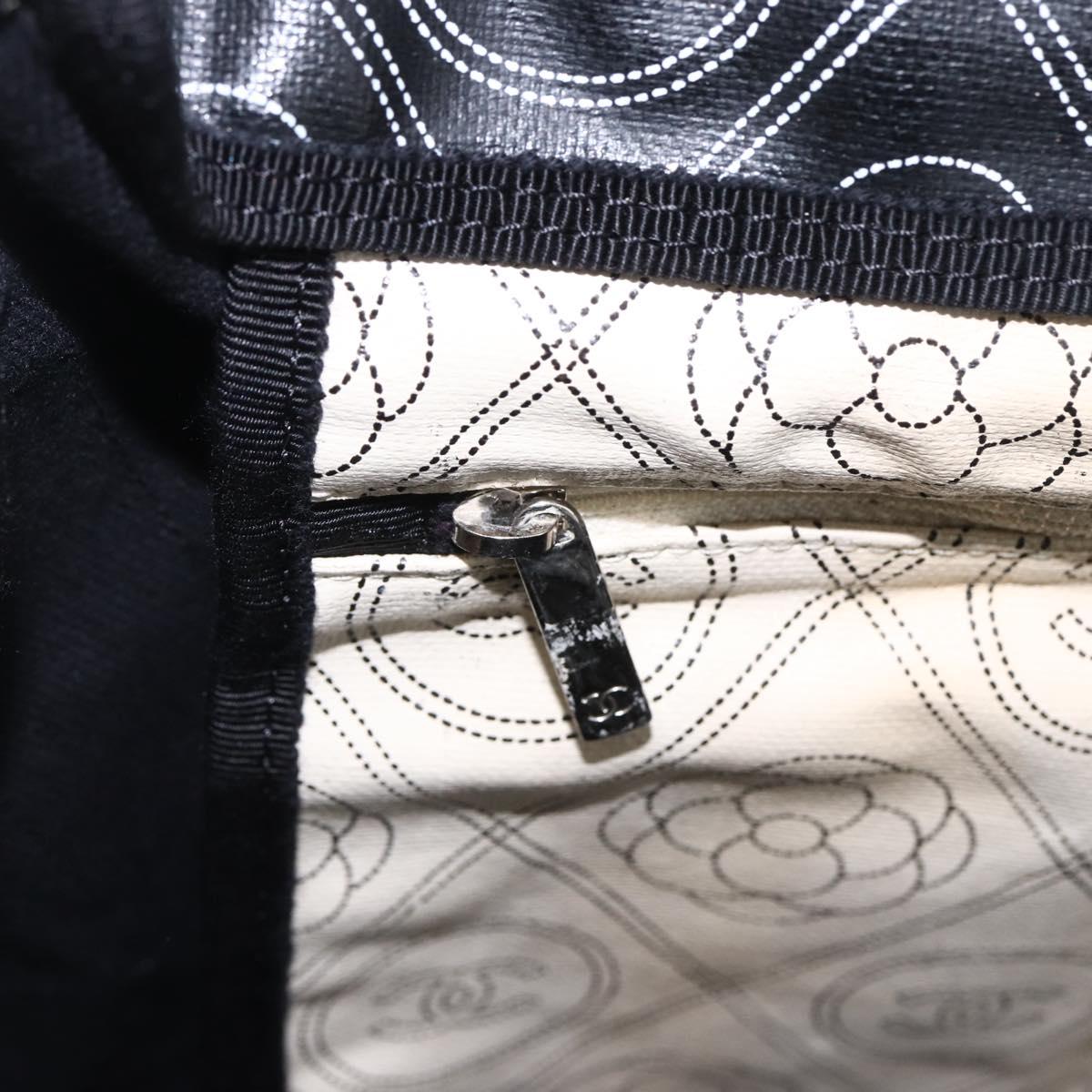 CHANEL Chain Matelasse Shoulder Bag Coated Canvas Black Silver CC Auth 170665A