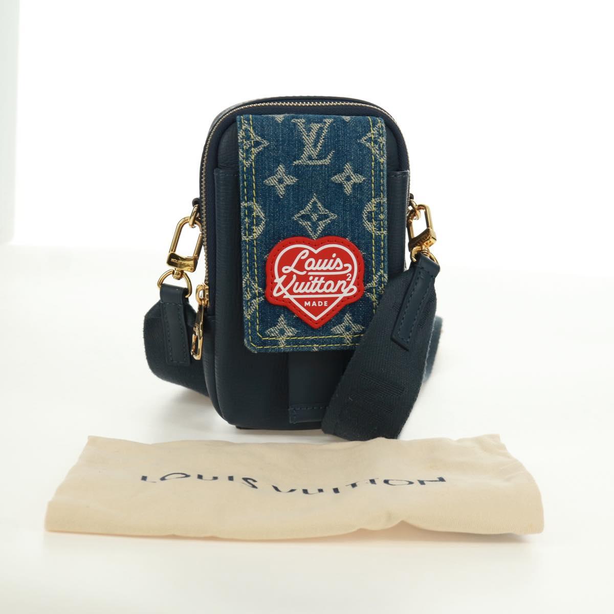 LOUIS VUITTON Monogram Denim LV MADE Double Phone Pouch M81060 LV Auth 170667SM