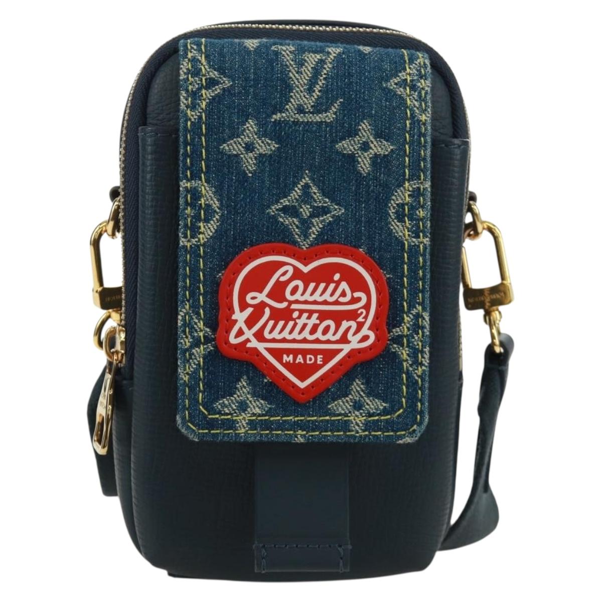 LOUIS VUITTON Monogram Denim LV MADE Double Phone Pouch M81060 LV Auth 170667SM