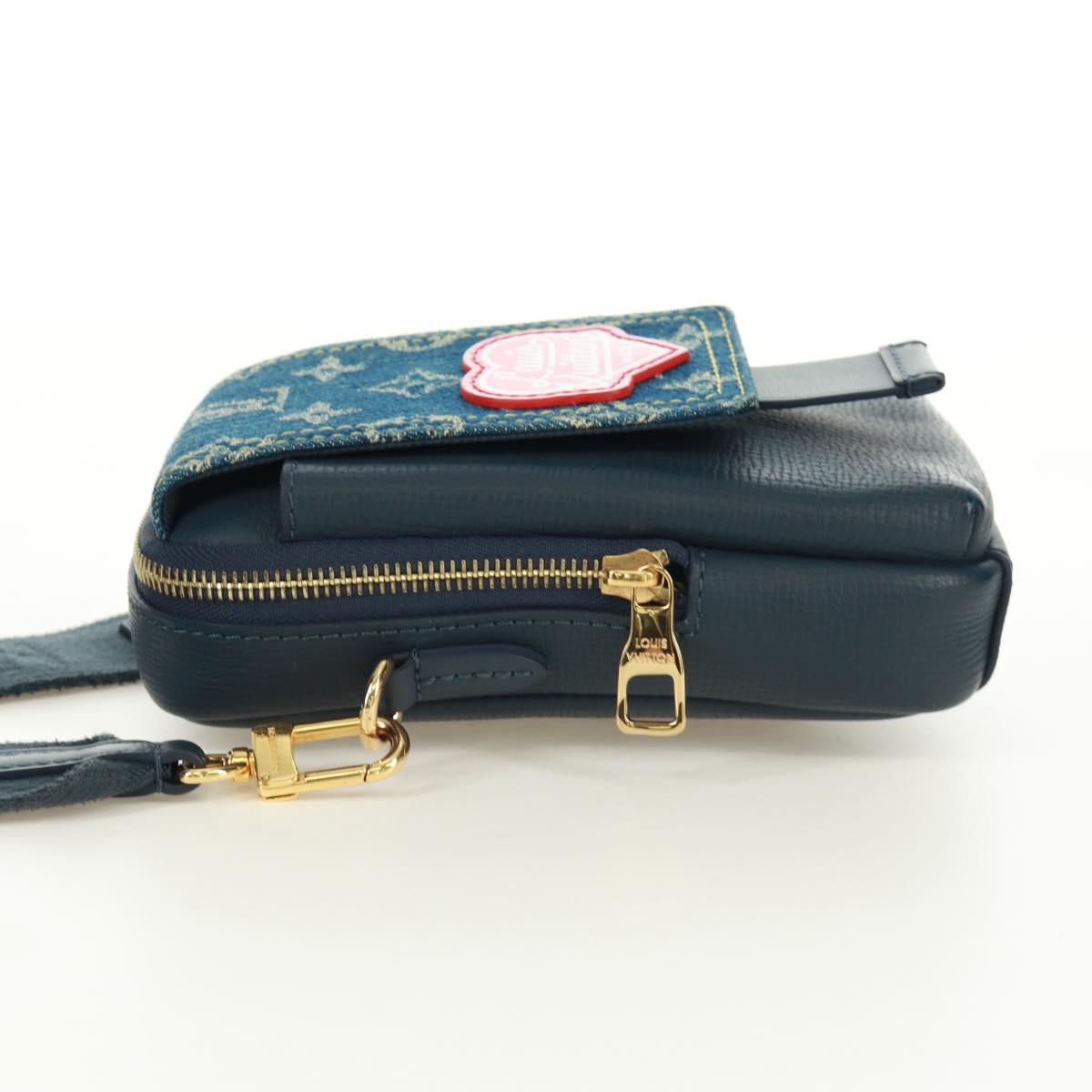 LOUIS VUITTON Monogram Denim LV MADE Double Phone Pouch M81060 LV Auth 170667SM