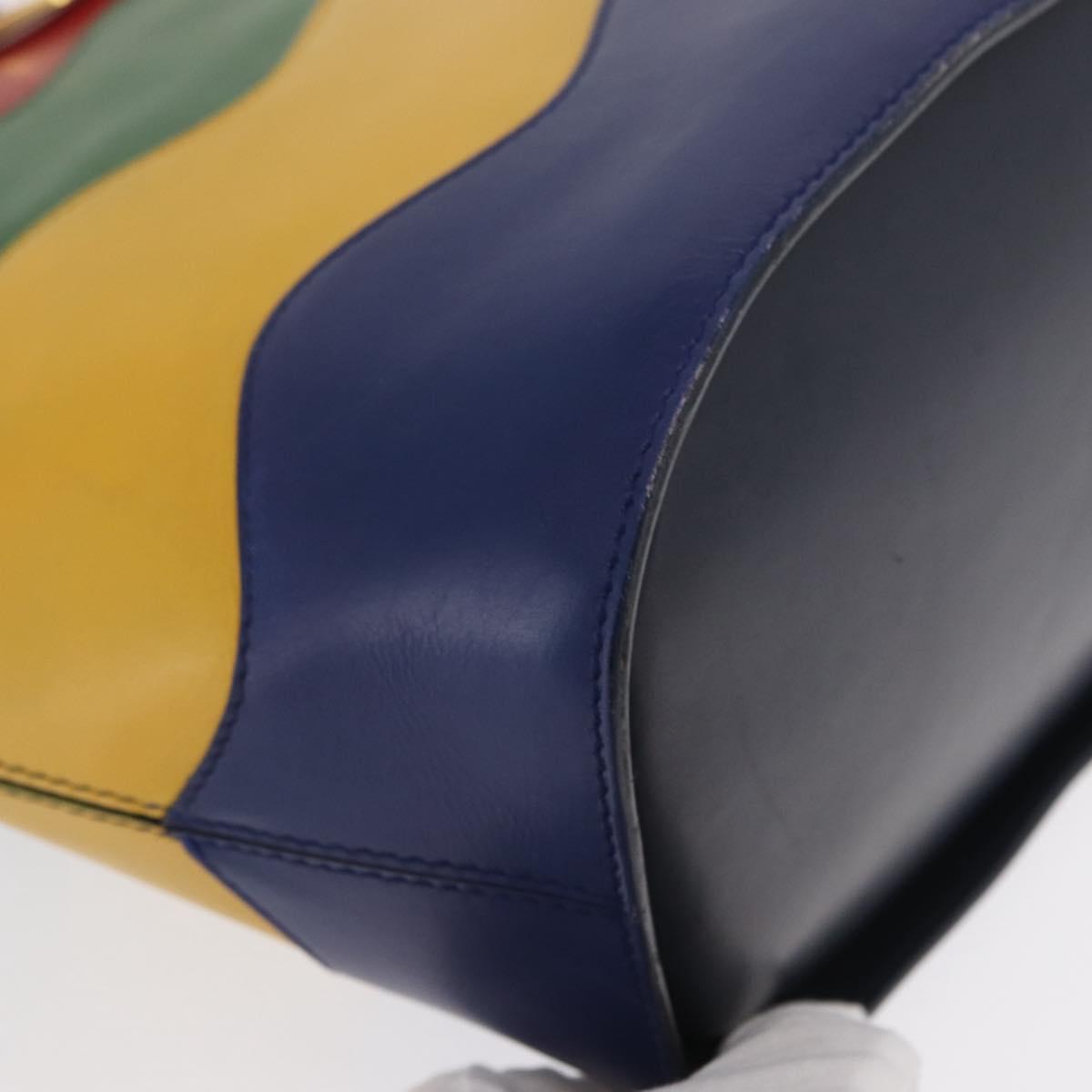 CELINE Circle Shoulder Bag Leather Multicolor Gold Auth 170678