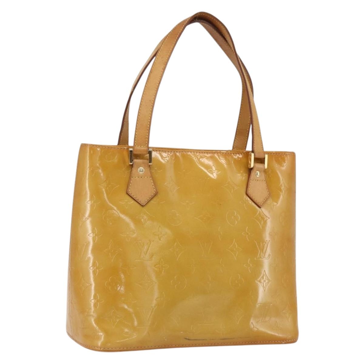 LOUIS VUITTON Monogram Vernis Houston Hand Bag Beige M91004 LV Auth 170682