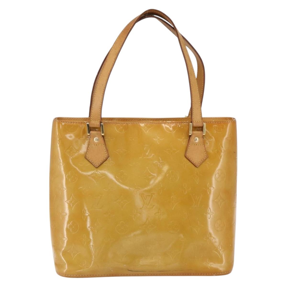 LOUIS VUITTON Monogram Vernis Houston Hand Bag Beige M91004 LV Auth 170682