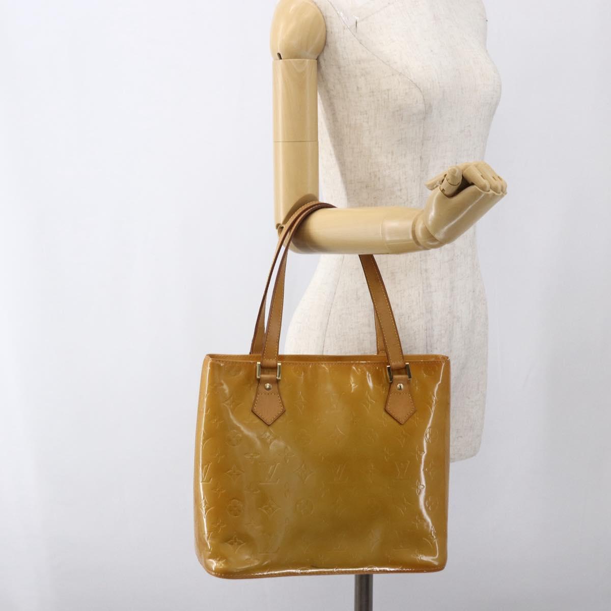 LOUIS VUITTON Monogram Vernis Houston Hand Bag Beige M91004 LV Auth 170682