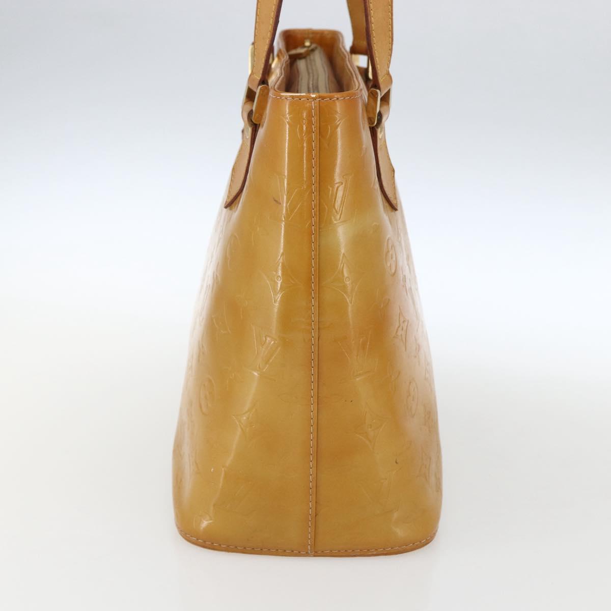LOUIS VUITTON Monogram Vernis Houston Hand Bag Beige M91004 LV Auth 170682