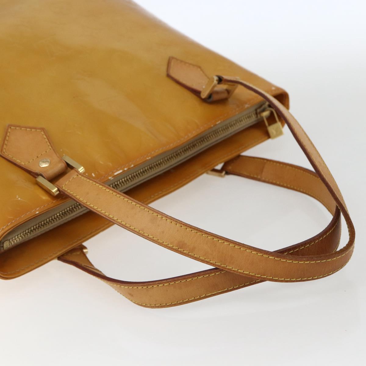 LOUIS VUITTON Monogram Vernis Houston Hand Bag Beige M91004 LV Auth 170682