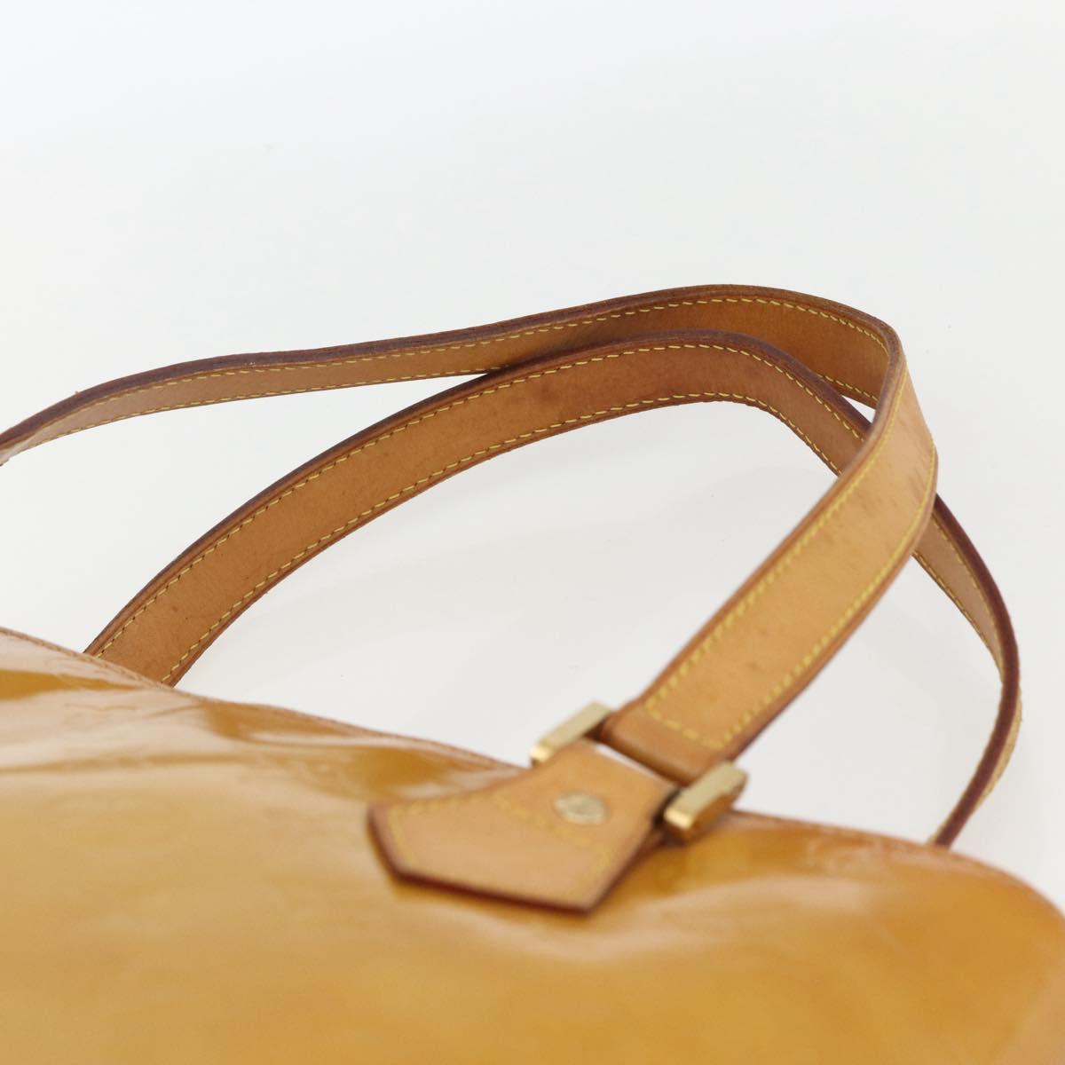 LOUIS VUITTON Monogram Vernis Houston Hand Bag Beige M91004 LV Auth 170682