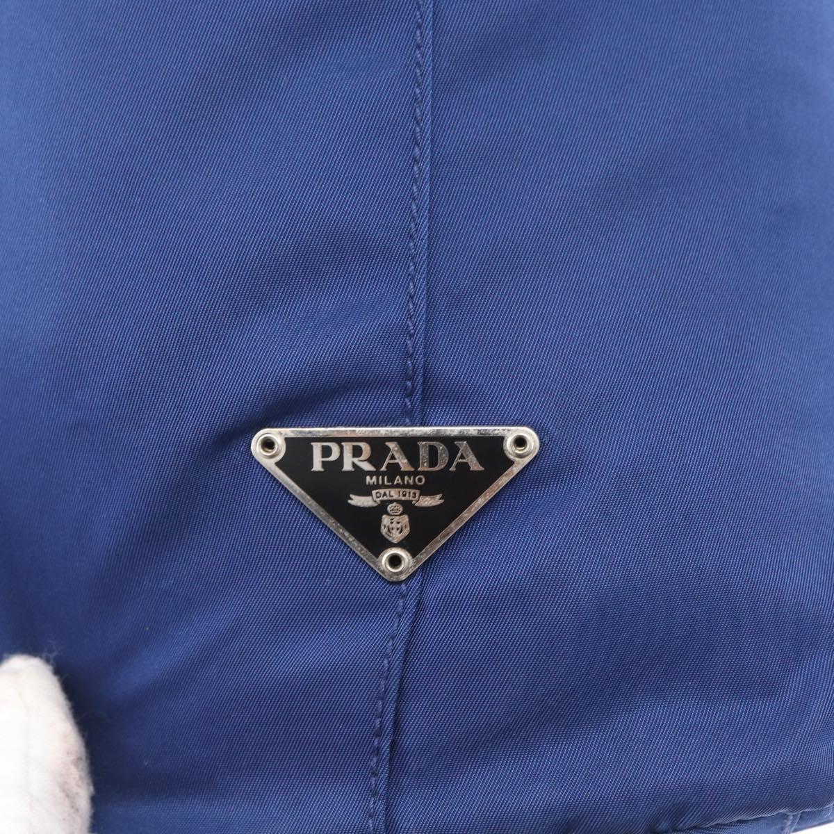PRADA Tote Bag Nylon Blue Silver Auth 170684
