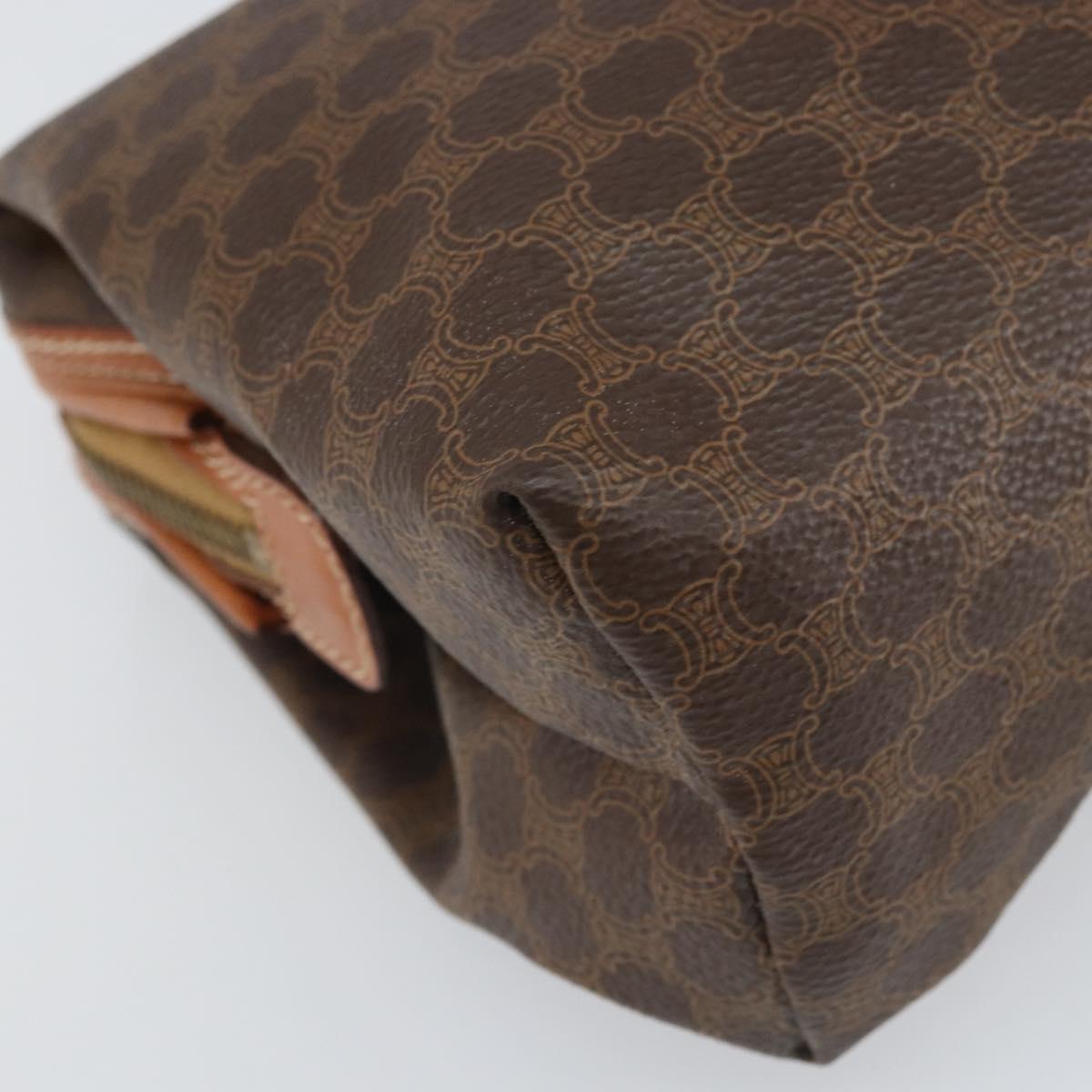 CELINE Macadam Canvas Pouch PVC Leather Brown Gold Auth 170685