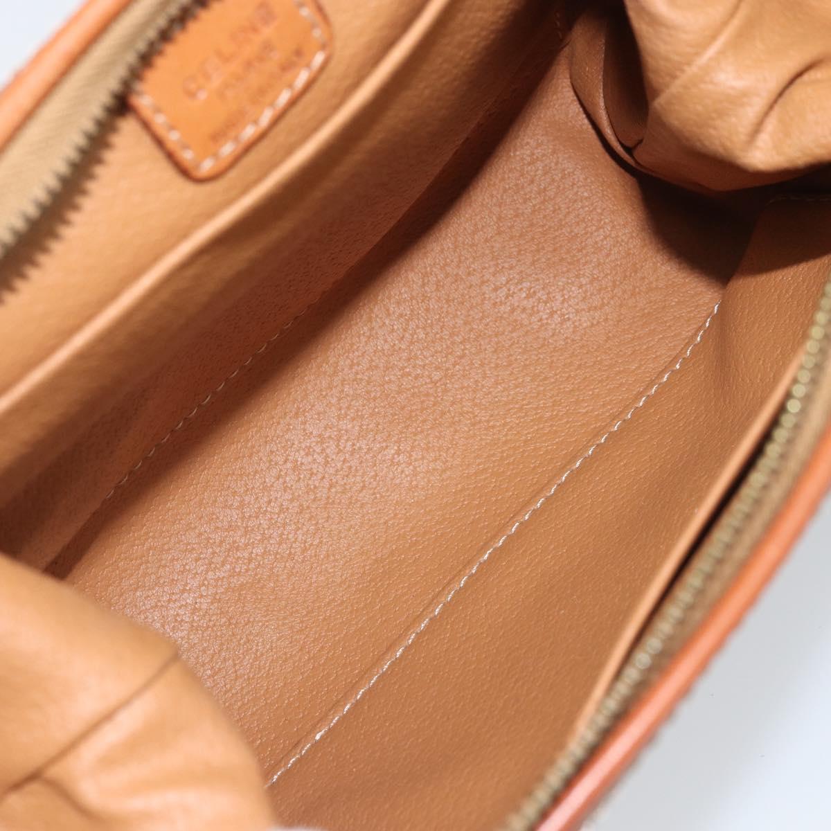CELINE Macadam Canvas Pouch PVC Leather Brown Gold Auth 170685
