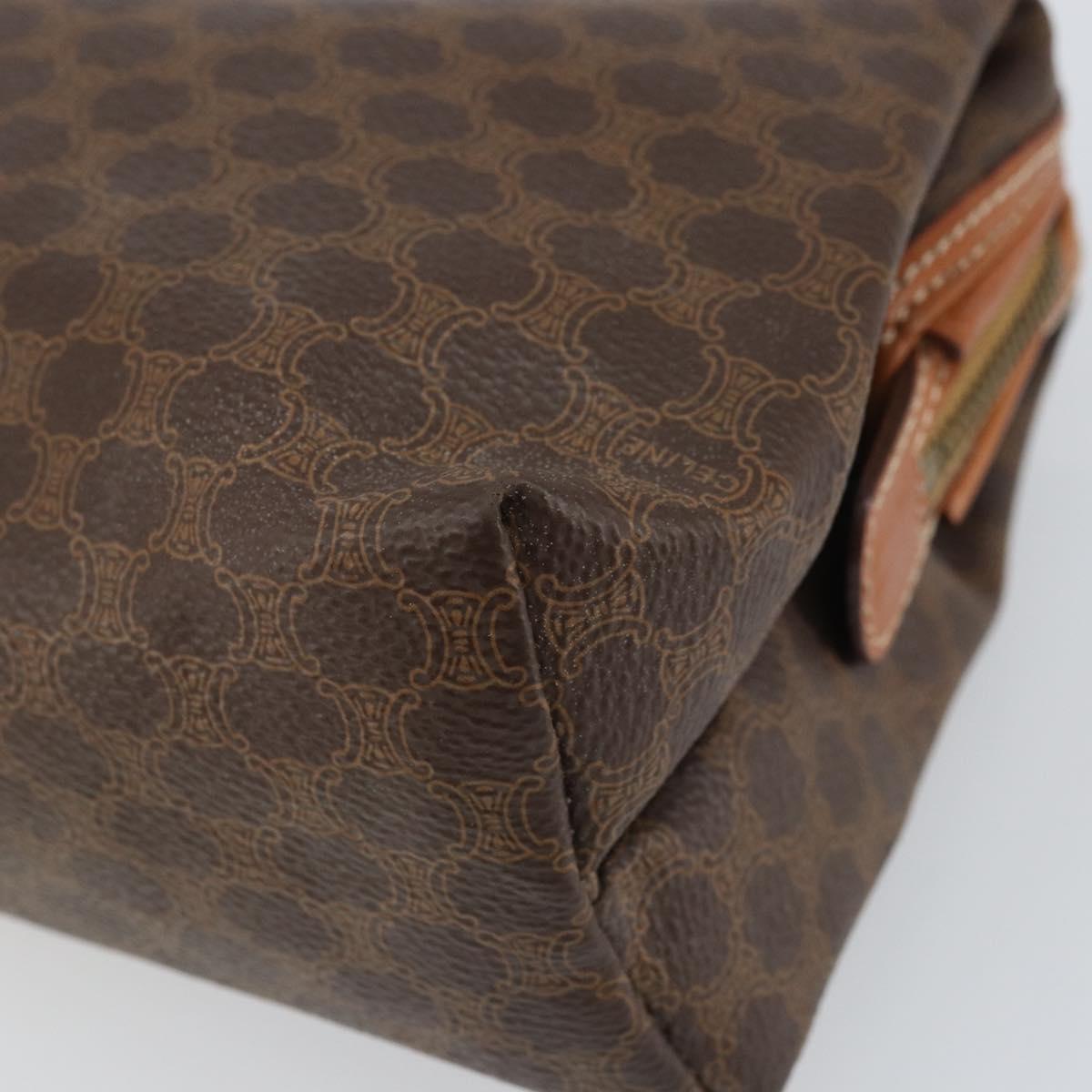 CELINE Macadam Canvas Pouch PVC Leather Brown Gold Auth 170685