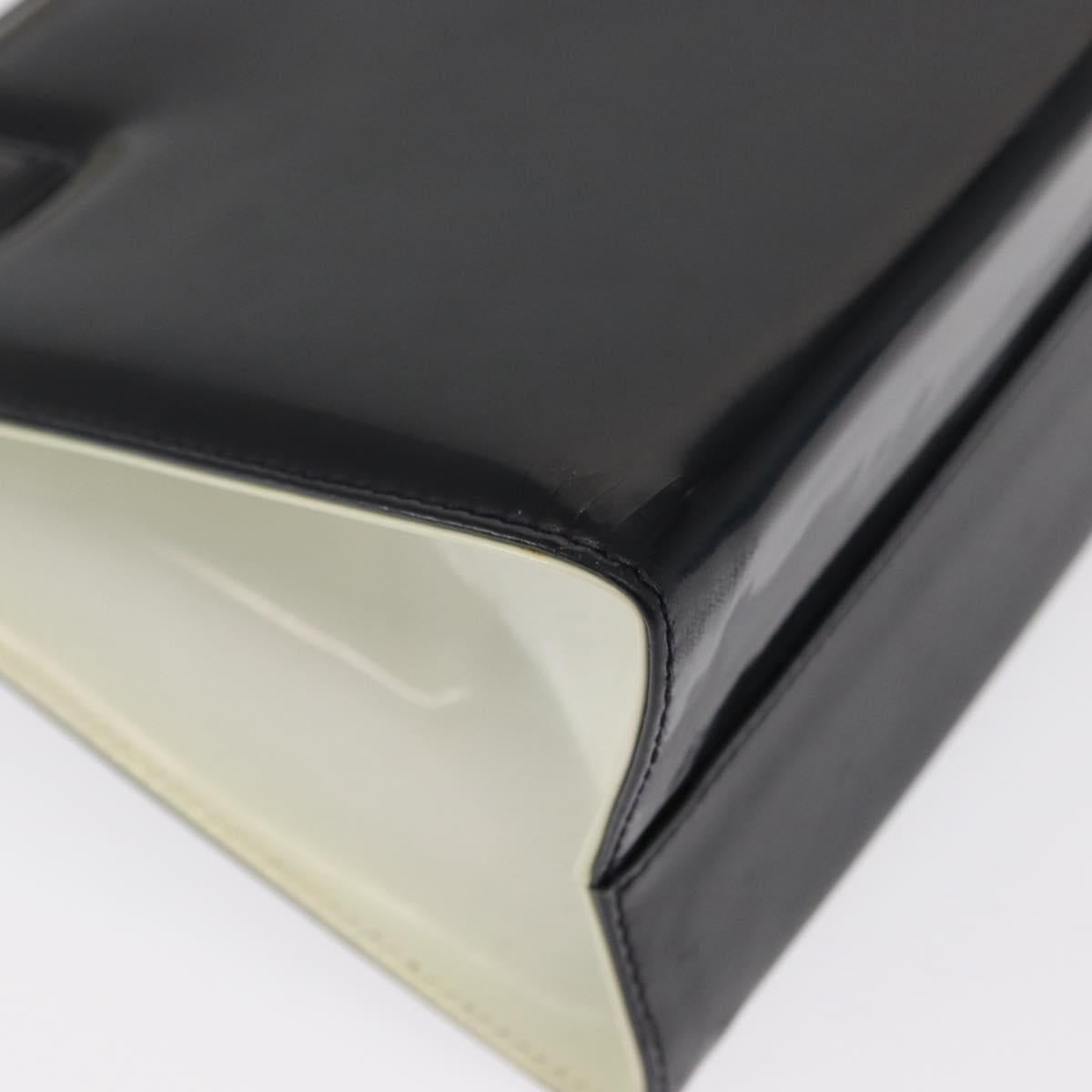 Salvatore Ferragamo Gancini Hand Bag Patent leather 2way Black Gold Auth 170695