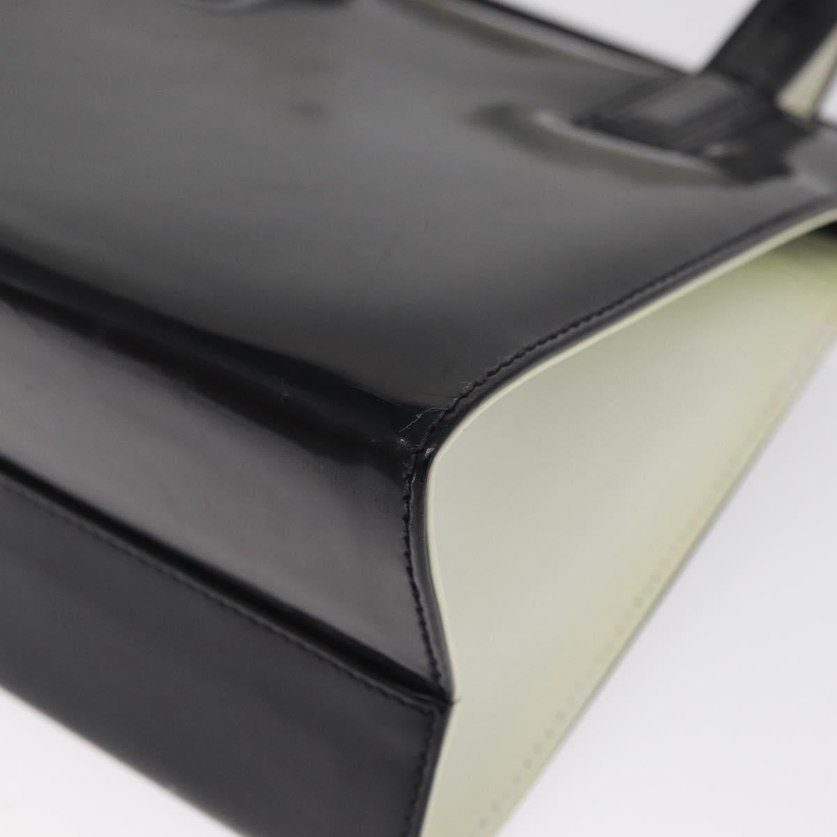 Salvatore Ferragamo Gancini Hand Bag Patent leather 2way Black Gold Auth 170695