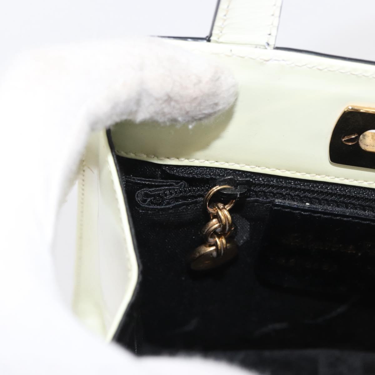 Salvatore Ferragamo Gancini Hand Bag Patent leather 2way Black Gold Auth 170695