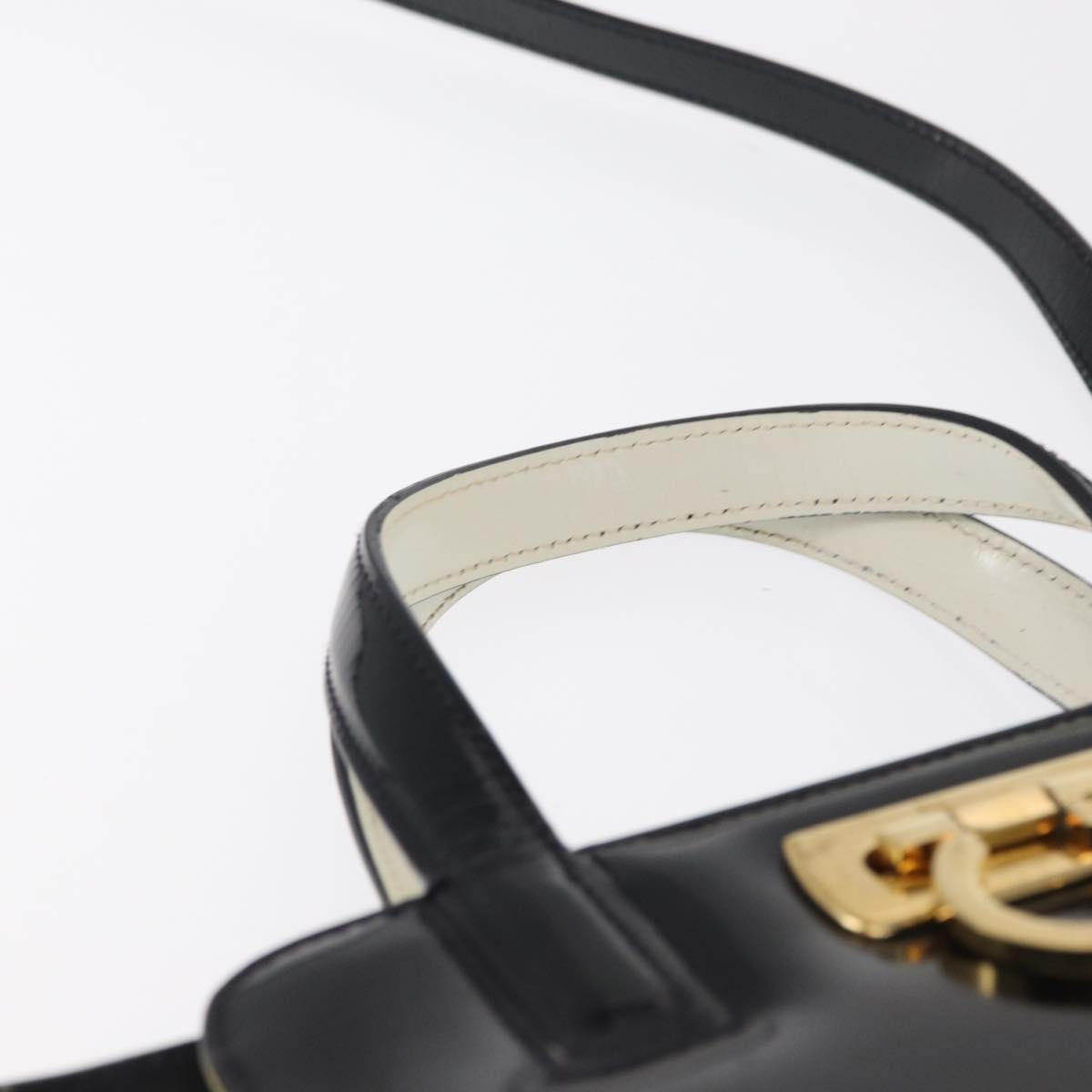 Salvatore Ferragamo Gancini Hand Bag Patent leather 2way Black Gold Auth 170695