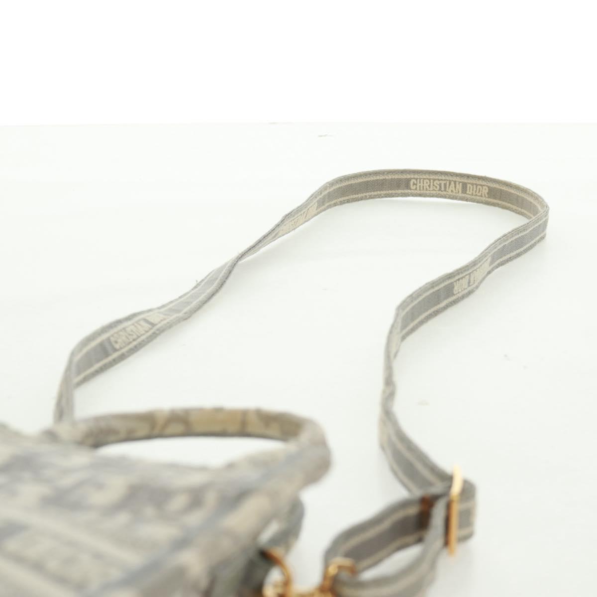Christian Dior Trotter Canvas Oblique Book Tote Mini Bag White Gold Auth 170699M