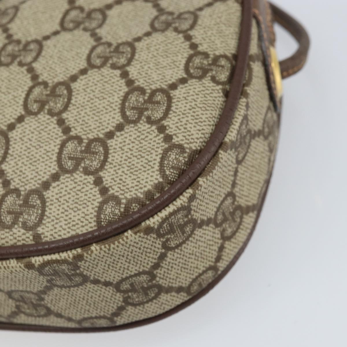 GUCCI GG Supreme Web Sherry Line Bag PVC Beige Gold 007 58 6112 Auth 170700