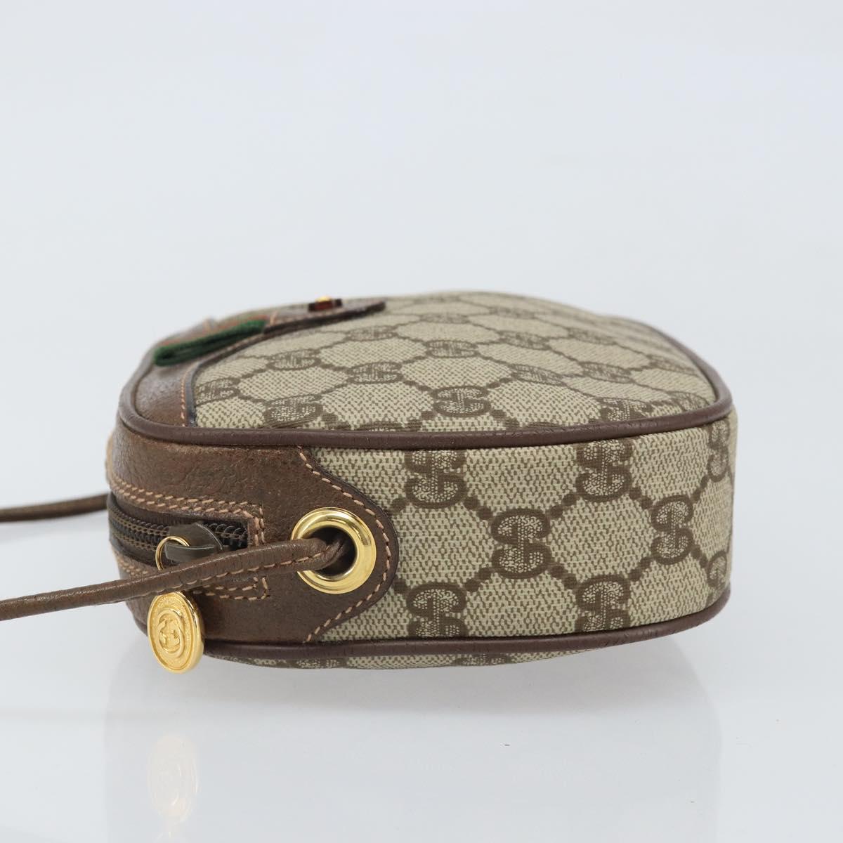 GUCCI GG Supreme Web Sherry Line Bag PVC Beige Gold 007 58 6112 Auth 170700