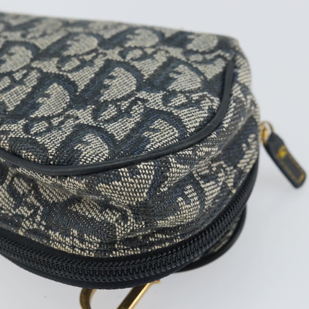 Christian Dior Trotter Canvas Saddle Pouch Navy Gold Auth 170701