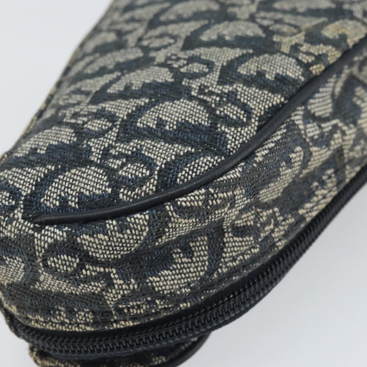 Christian Dior Trotter Canvas Saddle Pouch Navy Gold Auth 170701