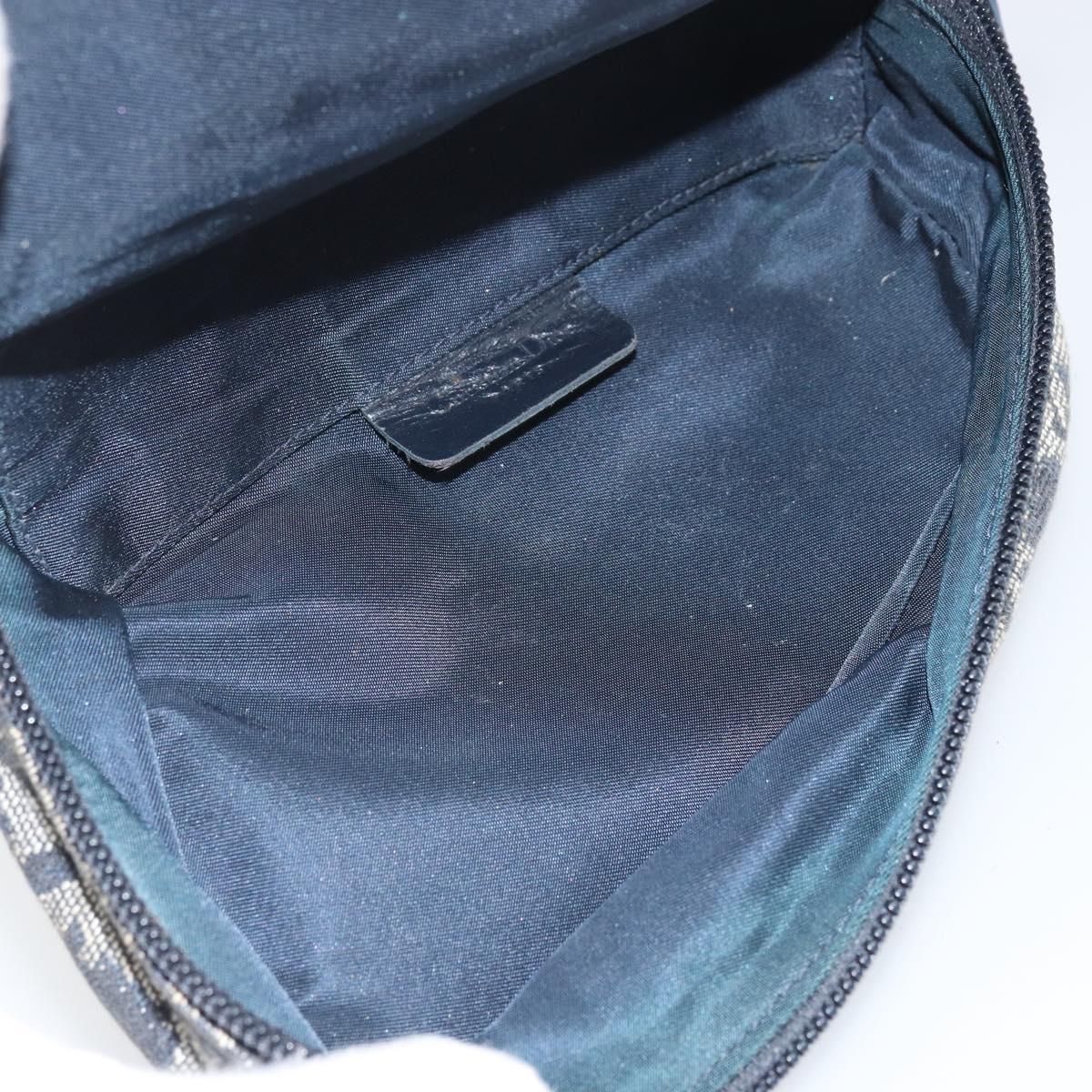 Christian Dior Trotter Canvas Saddle Pouch Navy Gold Auth 170701