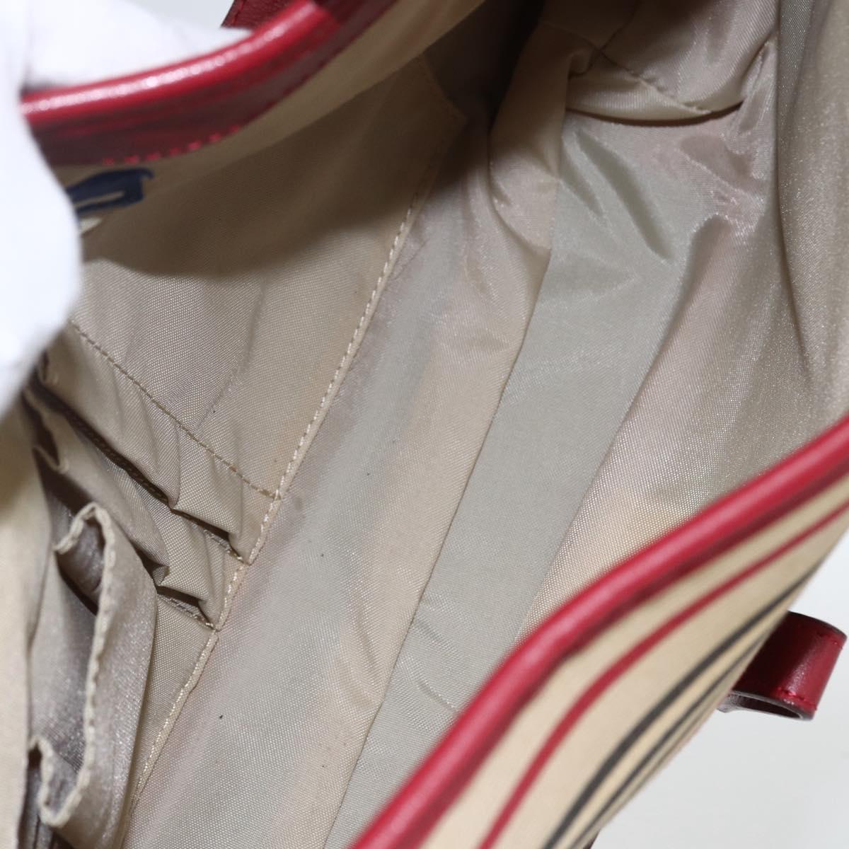 BURBERRY Nova Check Blue Label Shoulder Bag Canvas Beige Silver Auth 170703