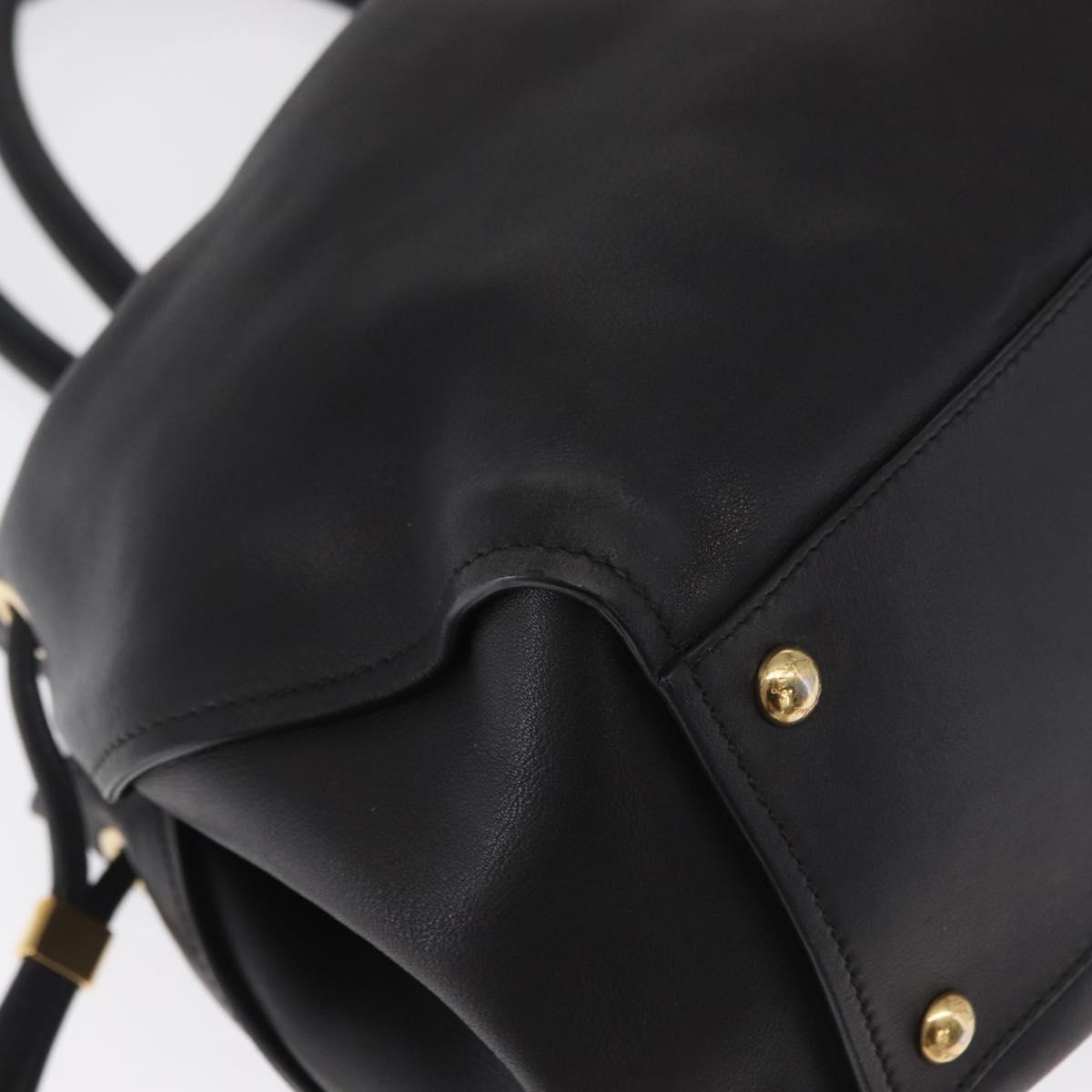 Salvatore Ferragamo Gancini Tote Bag Leather Black Gold Auth 170707